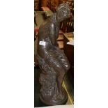 A reproduction bronze effect resin model of Diana after Moreau