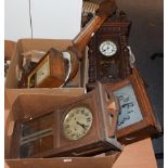 A Vienna type striking wall clock, two Art Deco striking wall clocks, an oak cased aneroid