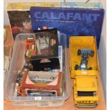 Various toys including Revell Visible - V8 kit, Tonka Truck and others