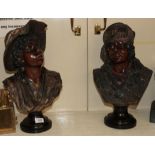 A pair of late 19th/early century plaster busts