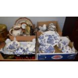 A Spode willow pattern part dinner and tea service, together with a quantity of various other 19th