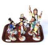 Various 20th century Dresden monkey band figures (9)