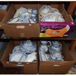 A large group of 19th century blue and white ceramics including tureens, jugs etc; together with a