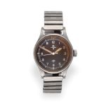 A British Military Royal Air Force Stainless Steel Centre Seconds Wristwatch, signed Omega, ref: