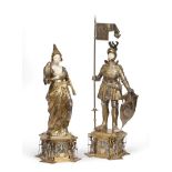 A Pair of German Parcel-Gilt Silver and Ivory Figures, by Wilhelm Weinranck, Hanau, First Quarter