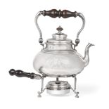 A Queen Anne Silver Kettle, Stand and Lamp, The Kettle by Isaac Dighton, London, 1705, The Stand and
