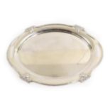 A George VI Silver Tray, by Walker and Hall, Sheffield 1949, shaped oval and with a shell and