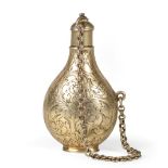 A Charles II Silver-Gilt Scent-Bottle, Apparently Unmarked, Circa 1660, pear-shaped and on