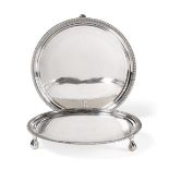 A Pair of George III Silver Salvers, Probably by William Bennett, London, 1802, each circular and on