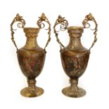 A Pair of Silver-Gilt Mounted Vernis Martin Vases, Apparently Unmarked, Probably 19th Century in the