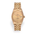 An 18 Carat Gold Automatic Calendar Centre Seconds Wristwatch, signed Rolex, Oyster Perpetual,