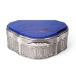 A Silver-Mounted Blue Aventurine Glass Snuff-Box, Apparently Unmarked, Circa 1780, cartouche