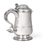 A George II Silver Tankard, by John Langlands, Newcastle, 1759, baluster and with reeded band, on