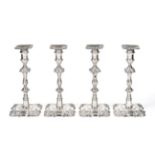 A Set of Four George II Silver Candlesticks, by John Hyatt and Charles Semore, London, 1759, each on