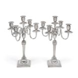 A Pair of Victorian Silver Five-Light Candelabra, by James Kebberling Bembridge, Sheffield, 1890,