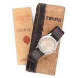 A Rare Stainless Steel Wristwatch, signed Zenith, Chronometre, 1954, (calibre 135) lever movement