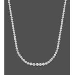 An 18 Carat White Gold Diamond Rivière Necklace, the graduated round brilliant cut diamonds in white