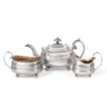 A Three-Piece George III Silver Tea-Service, by William Welch, Exeter, 1813, each piece oblong and