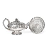 A George IV Silver Teapot, by Joseph Craddock, London, 1825, compressed circular and on spreading