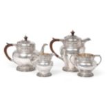 A Four-Piece George V Silver Tea-Service, by Fattorini and Sons Ltd., Sheffield, 1923, each piece