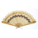 A Circa 1830's Very Pale Horn Brisé Fan with barrel head,