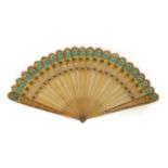 A Circa 1830's Good Horn Brisé Fan with pointed tips to the twenty-one inner sticks and two guards.