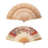 A Mid-19th Century Carved and Pierced Wood Brisé Fan, European,