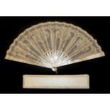 An Elegant Circa 1900 Sequin Fan, the monture of white Mother of Pearl, with bone ribs.