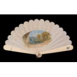 An Ivory Brisé Fan, circa 1870's, with a monogram painted in grey on the upper guard,