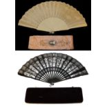 Two Large, Late 19th Century Lace Fans,