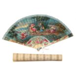 The Abduction of Europa: A Fine Early 18th Century Ivory Brisé Fan, with tortoiseshell thumb guards,