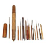 A Selection of 19th Century Needlework Tools, in wood,
