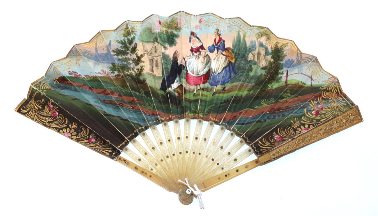 The Wedding Day Surprise! A Circa 1830's Horn Fan, - Image 2 of 2