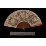 A Good Brussels Point de Gaze Lace Fan, early 20th century, the plain monture,