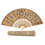 An Attractive Early 20th Century Silk Fan, being a pastiche of an earlier French fan,