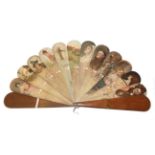 An Oversized Wood Brisé Fan from Germany or Austria, autographed on the verso,