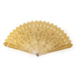 An Unusual Circa 1830's Pale Horn Brisé Fan, with an almost Persian design,