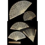 Four Lace Fans and a Fan Monture,