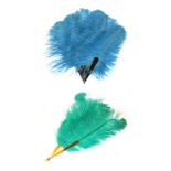 A Folding Ostrich Feather Fan, early 20th century, mounted on faux tortoiseshell sticks,