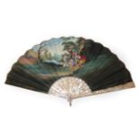 A Late 19th or Early 20th Century Pink Mother-of-Pearl Fan, the monture quite slender,