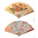 Railway Advertising: Two Large Late 19th Century Printed Paper Fans advertising the “Chemins de Fer