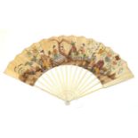 The Chinese Tea Ceremony: A Mid-18th Century Ivory Fan, the slender monture of ivory,