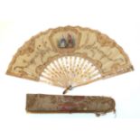 A Small and Dainty Early 20th Century Mother-of Pearl Fan, shaded pink,