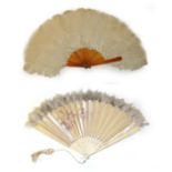 A Cream Ostrich Feather Fan, circa 1900, medium to large size, the feathers mounted on resin sticks.