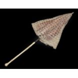 A 19th Century Folding Parasol, the cover made of extremely fine Bedford Maltese lace,