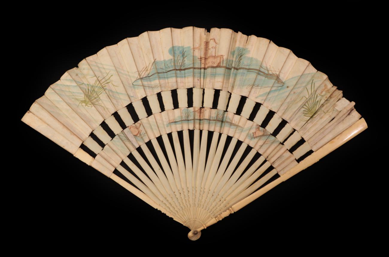 A Pretty Mid-18th Century Cabriolet Fan, the slender monture plain ivory, - Image 2 of 2