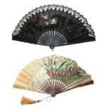 Two Large Late 19th Century Fans, the first signed to the right by Ronot Tutin,