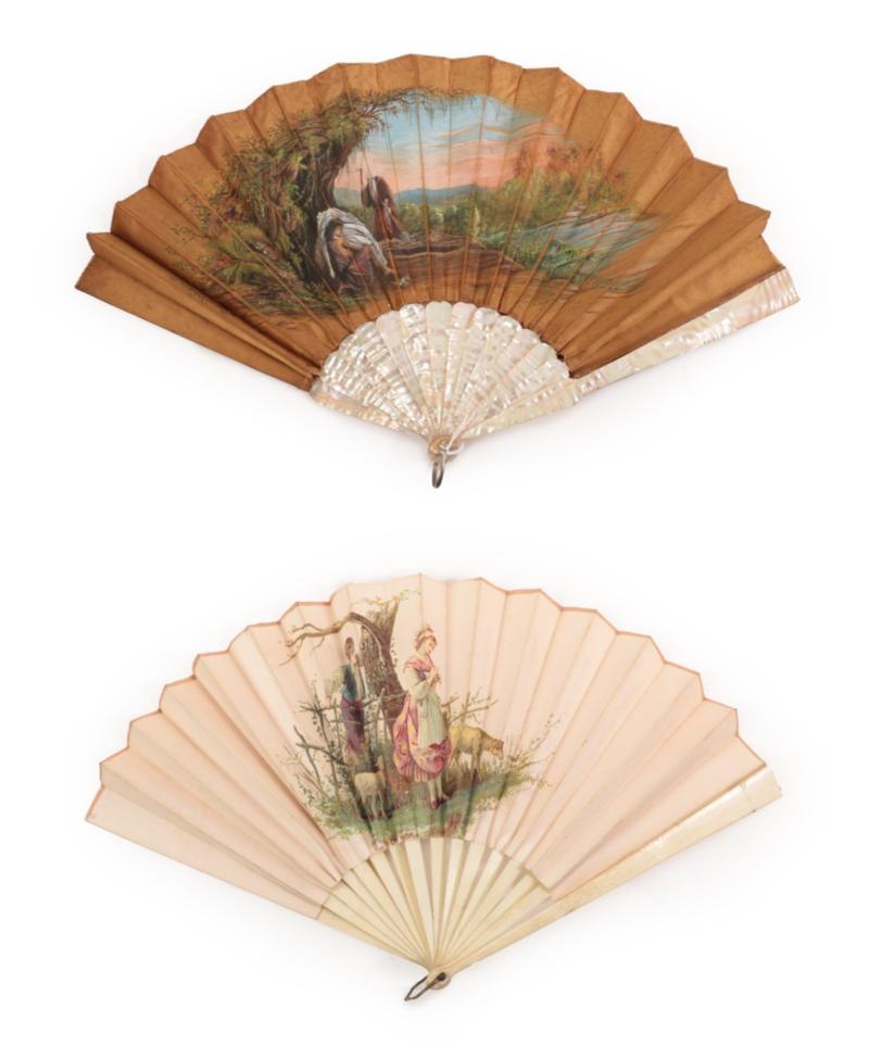 Death and The Maiden: A Very Unusual Fan, the monture of plain light pink mother of pearl,