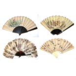 A Late 19th Century Female Ostrich Feather Fan, the monture of tortoiseshell,