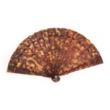 A Small Early 19th Century Chinese Carved Tortoiseshell Brisé Fan, circa 1820,